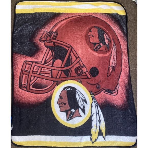 Vintage Fleece Washington Commanders Sherpa Throw Stadium Blanket 57” x 46”